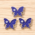 Blue butterfly charms with evil eye detail and silver connectors for DIY jewelry - 10 Pieces Pack / Silver Deep Blue