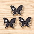 Detailed view of black enamel butterfly connector charms for DIY jewelry making - 10 Pieces Pack / Silver Black