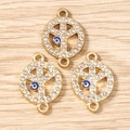 Dettagli dei connettori segno della pace dorati con cristalli e ciondoli occhio del male - Confezione da 10 / Oro Blu