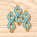 Infinity shape light blue enamel jewelry connectors for DIY bracelets and necklaces - Set of 3 / Gold Lake Blue