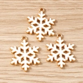 Trois breloques flocon de neige émaillées blanc et or pour bijoux de Noël DIY - Lot de 10 / Flocon de Neige Blanc