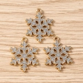 Lot de 3 pendentifs flocons dorés avec paillettes argentées pour création de bijoux - Lot de 10 / Flocon de Neige d'Argent