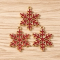 Trois breloques flocons de neige rouge pailleté et doré pour bijoux de Noël DIY - Lot de 10 / Flocon de Neige Rouge