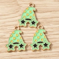 Close-up of three green wizard hat enamel charms with yellow dots for DIY jewelry making - 10 Pieces Pack / Sunglasses and Hat