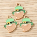 Macro detail of St. Patrick's Day Leprechaun hat pendants for DIY jewelry making - 10 Pieces Pack / Bearded Santa