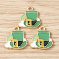 Detailed macro view of St. Patrick's Day green hat and rainbow enamel charms for DIY jewelry - 10 Pieces Pack / Rainbow Hat