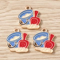Detailed close-up of summer beach bucket and shovel alloy pendants with gold-plated edges - 10 Pieces Pack / Bucket and Shovel