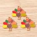 Detailansicht bunter Emaille Truthahn Anhänger für DIY Schmuck und Zubehörteile - Mehrfarbiger Truthahn / 10er Pack