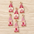 Detail of Christmas gnome alloy charms in red and pink for DIY jewelry making - 10 Pieces Pack / Multicolor