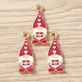 Macro view of three cartoon gnome pendants with red hats and gold finish for DIY jewelry - 10 Pieces Pack / Red