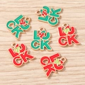 Set of 6 gold-plated LUCK letter charms with clover design for DIY jewelry making - Multicolor