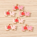 Rosa LOVE Buchstaben Anhänger mit rotem Herz für DIY Schmuck aus Goldlegierung - Mehrfarbig