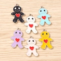 Pack of six colorful cartoon gingerbread man enamel pendants for DIY jewelry making and crafts - 10 Pieces Pack / Multicolor
