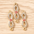 Detailansicht von Unendlichkeits-Evil-Eye-Anhängern mit Straßsteinen für DIY-Schmuck - 10 Stück/Packung / Gold Rot