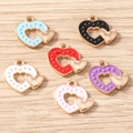 Pendentifs cœur évidés en émail de couleurs variées pour la création de bijoux DIY - Lot de 10 / Multicolore