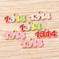 DIY jewelry making accessories set featuring 1314 number enamel metal pendants - 10 Pieces Pack / Multicolor