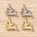 Set of 4 crown charms in gold and silver alloy with rhinestones for DIY jewelry - 5 Pieces / Multicolor