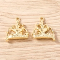 Detailed close-up of golden crown pendants with small rhinestones for DIY jewelry - 5 Pieces / Gold