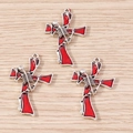 Gotische Totenkopf Kreuz Anhänger mit roter Emaille für DIY Schmuckherstellung - Silber