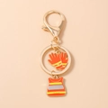 Detail of firefighter keychain with orange safety vest and gloves enamel charms - Orange Safety Vest and Gloves