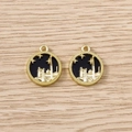 Détails de pendentifs arbre de vie dorés avec émail noir pour la création de bijoux DIY - Carte Ronde Château Or Noir