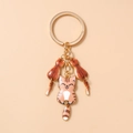 Détails de porte-clés chat orange mignon avec alliage doré et finition en émail brillant - Orange
