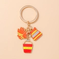 Detailed close-up of firefighter-themed charms with orange gloves and red fire bucket - Bucket Glove Clothes
