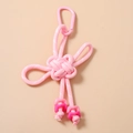 Dettaglio del nodo cinese rosa con perline floreali e gancio a scatto per borse - Rosa