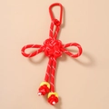 Traditional Chinese red knot keychain with gourd beads and sturdy snap hook accessory - Red