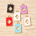 Set of 10 colorful enamel poker ace of clubs pendants for DIY jewelry and necklaces - 10 Pieces Pack / Multicolor