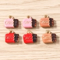 Lot de six breloques en alliage de barres de chocolat pour création de bijoux DIY - Lot de 10 / Rose vif