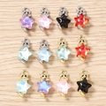 Lot de 12 pendentifs chat et étoile mignons en couleurs assorties pour bijoux - Multicolore