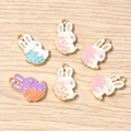6 pack cartoon rabbit pendants for DIY jewelry with zinc alloy drip oil craft details - 10 Pieces Pack / Multicolor