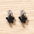 Détail de pendentifs chat étoile DIY en métal argenté et émail noir avec anneaux - Noir Argenté