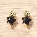 Close-up of golden star and black cat enamel pendants for jewelry making and DIY crafts - Gold Black