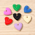 Set of colorful enamel heart pendants in seven colors for DIY jewelry making - 10 Pieces/Pack (2.0x1.9cm) / Multicolor