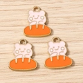 Macro shot of three cute pink bear on bread charms for DIY jewelry making - 10 Pieces Pack / Pink