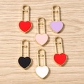 Goldene Herz Sicherheitsnadel Anhänger mit bunter Emaille für DIY Schmuckherstellung - 10er Pack / Mehrfarbig