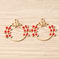 Détail de pendentifs pétards en émail rouge avec caractères Fu dorés pour la création de bijoux - Lot de 10 / Fortune Rouge Or Clair
