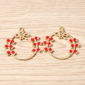 Detail of red enamel firecracker pendants with gold Fu character for DIY jewelry making - 10 Pieces Pack / Round Red Fortune Firecracker