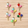Colorful heart balloon enamel pendants in zinc alloy for DIY jewelry and necklaces - Heart Balloon Bundle Style / 10 Pieces Pack / Multicolor