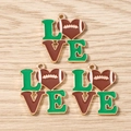 Detail view of alloy enamel football LOVE charms with heart shapes for DIY jewelry making - 10 Pieces Pack / LOVE Football