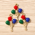 Detailed macro view of three colorful enamel balloon pendants for DIY jewelry making - Heart Balloon Bundle Style / 10 Pieces Pack / Red Blue Green