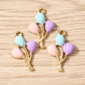 Detailed macro view of colorful enamel balloon charms for DIY jewelry making and crafts - Heart Balloon Bundle Style / 10 Pieces Pack / Blue Purple Pink