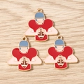 Three enamel American football player charms on a light wood grain surface - 10 Pieces Pack / Football Player