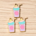Close-up of three milk tea pendants in pastel colors with gold metal edges for DIY jewelry - 10 Pieces Pack / Purple