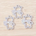 3er Pack hohle Bärenanhänger mit Strassschleifen für DIY Schmuckherstellung - Silber