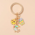 Detail of summer keychain with enamel sun, flip flops, and beach chair charms - Slippers Sun Beach Chair