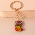Christmas keychain with reindeer head and sparkling glitter stocking pendant - Christmas Reindeer in Sock