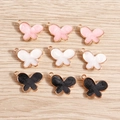 Set di 9 ciondoli a farfalla in lega rosa bianco e nero per creazione di gioielli - Smalto Colori Misti (YD007hunse)